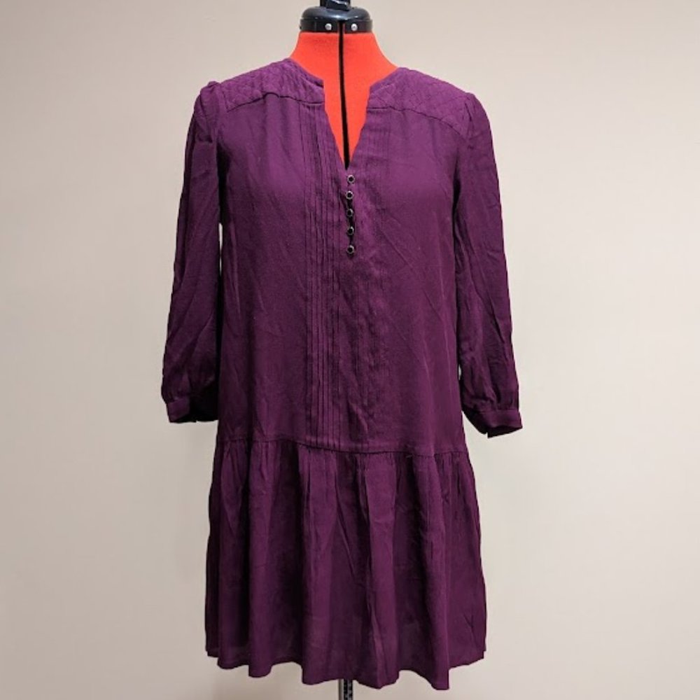Anthropologie Maeve Purple Drop Waist Dress Women's Size Medium